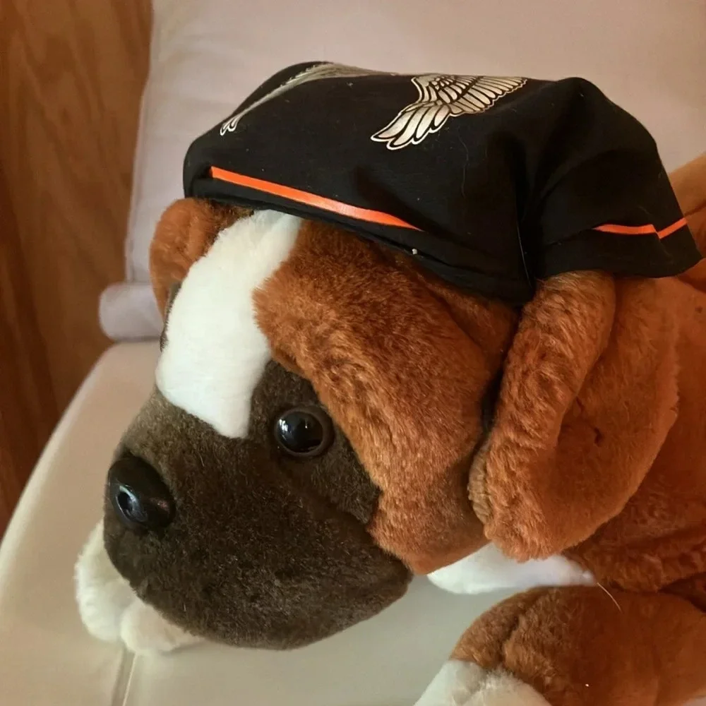 Harley Davidson St. Bernard Plush Dog w/Logo Bandana. 2003 Brown & White VGUC